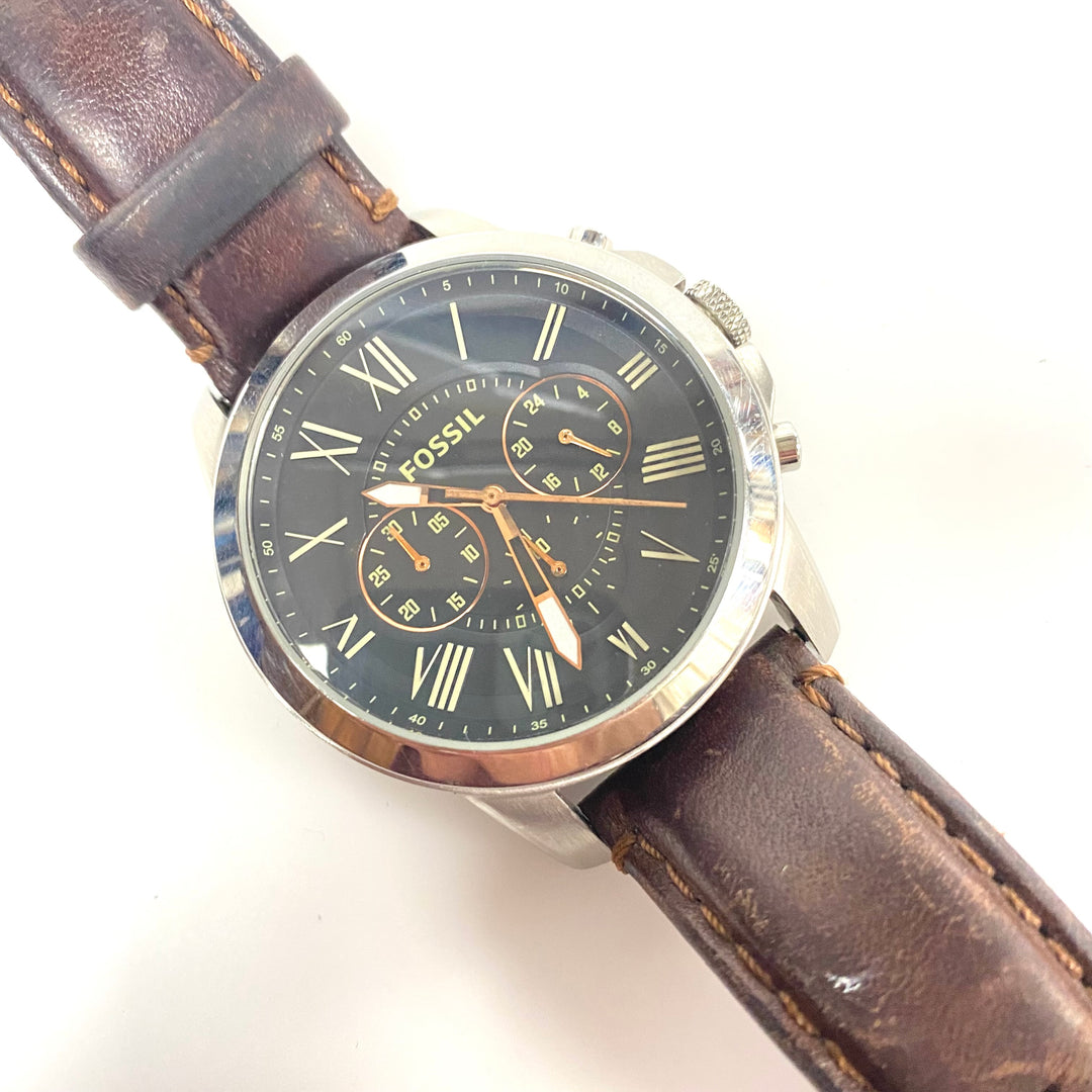 v784 Fossil Grant Chronograph Stainless Steel Men's Wrist Watch Model FS4813