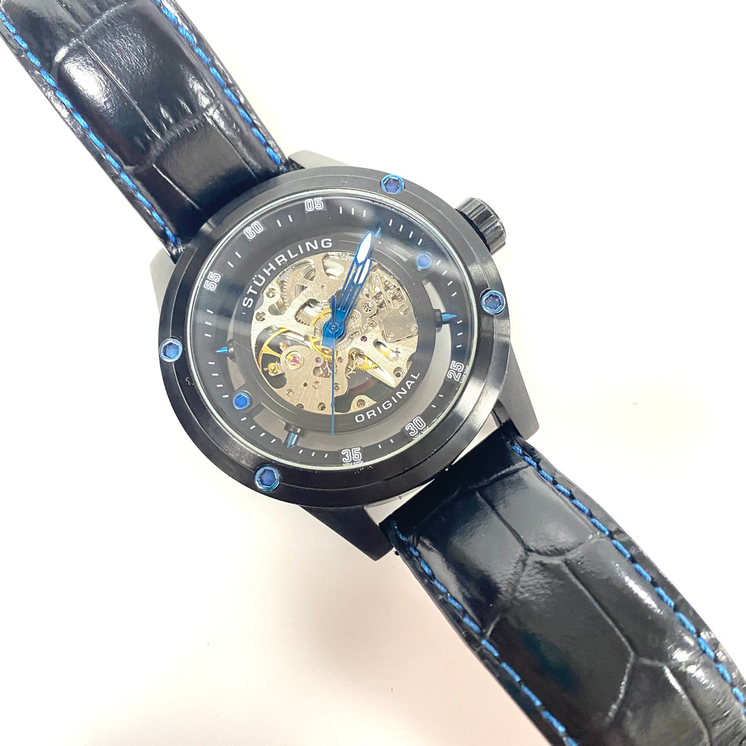 v785 Stührling Original Zolara 360 Sport Automatic Open Skeleton Wrist Watch