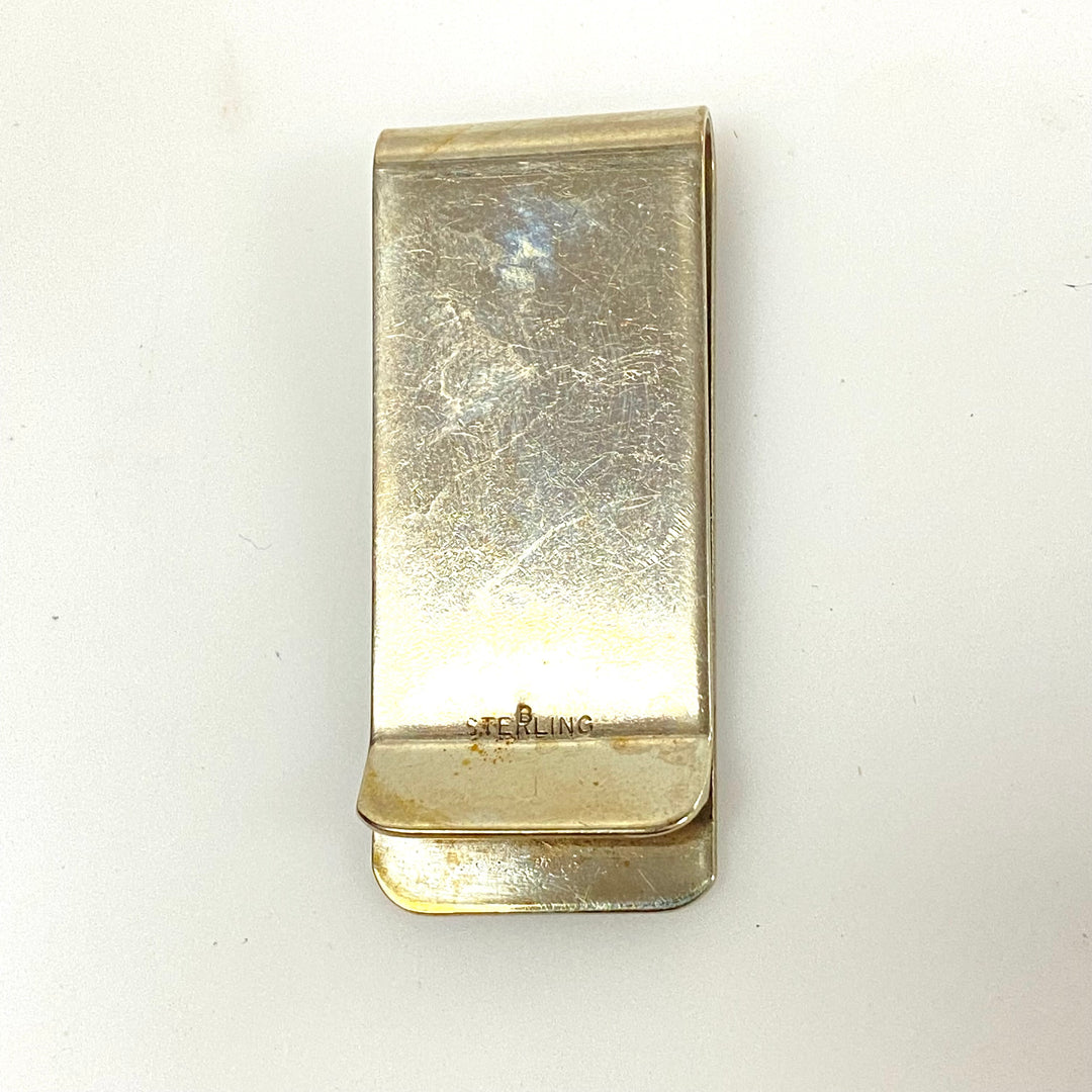 m786 Vintage Sterling Silver 925 Money Clip Cash Holder Eagle & Bear Paw Design