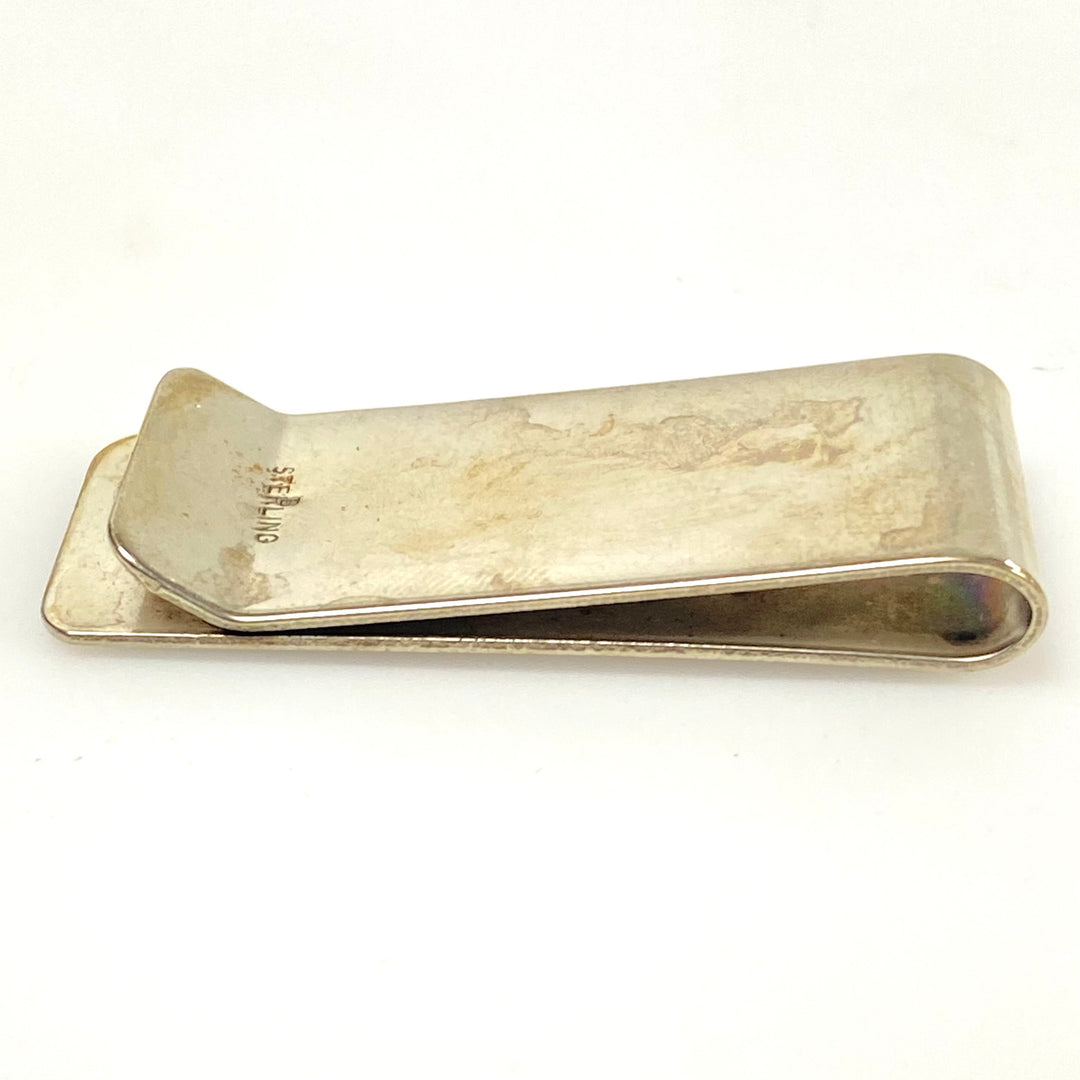 m786 Vintage Sterling Silver 925 Money Clip Cash Holder Eagle & Bear Paw Design