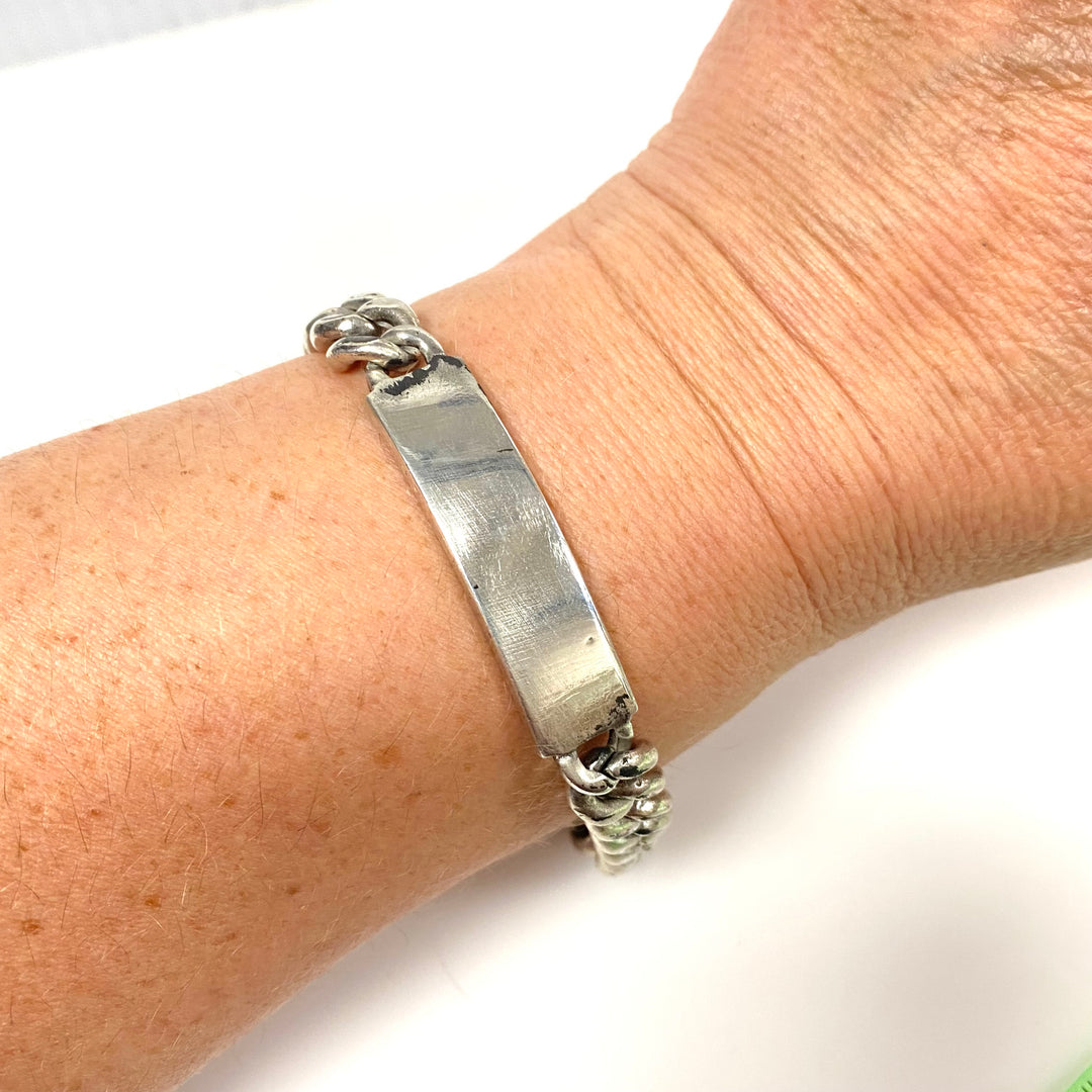 v788 Vintage Elco Sterling Silver Cuban/curb Link identification (ID) Bracelet