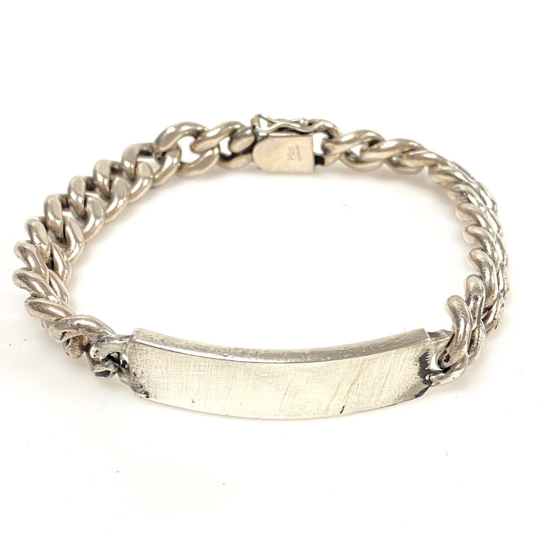 v788 Vintage Elco Sterling Silver Cuban/curb Link identification (ID) Bracelet