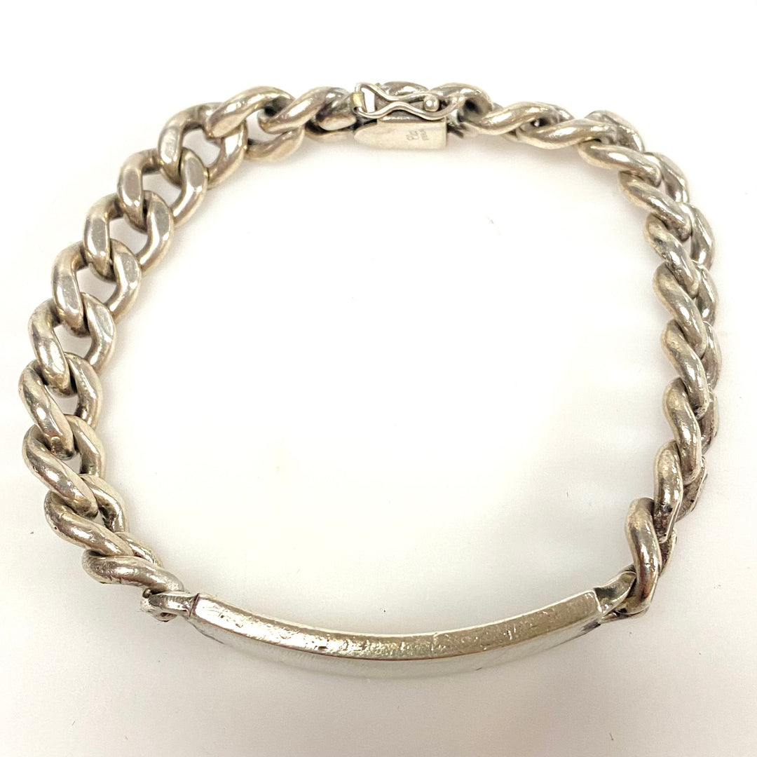 v788 Vintage Elco Sterling Silver Cuban/curb Link identification (ID) Bracelet