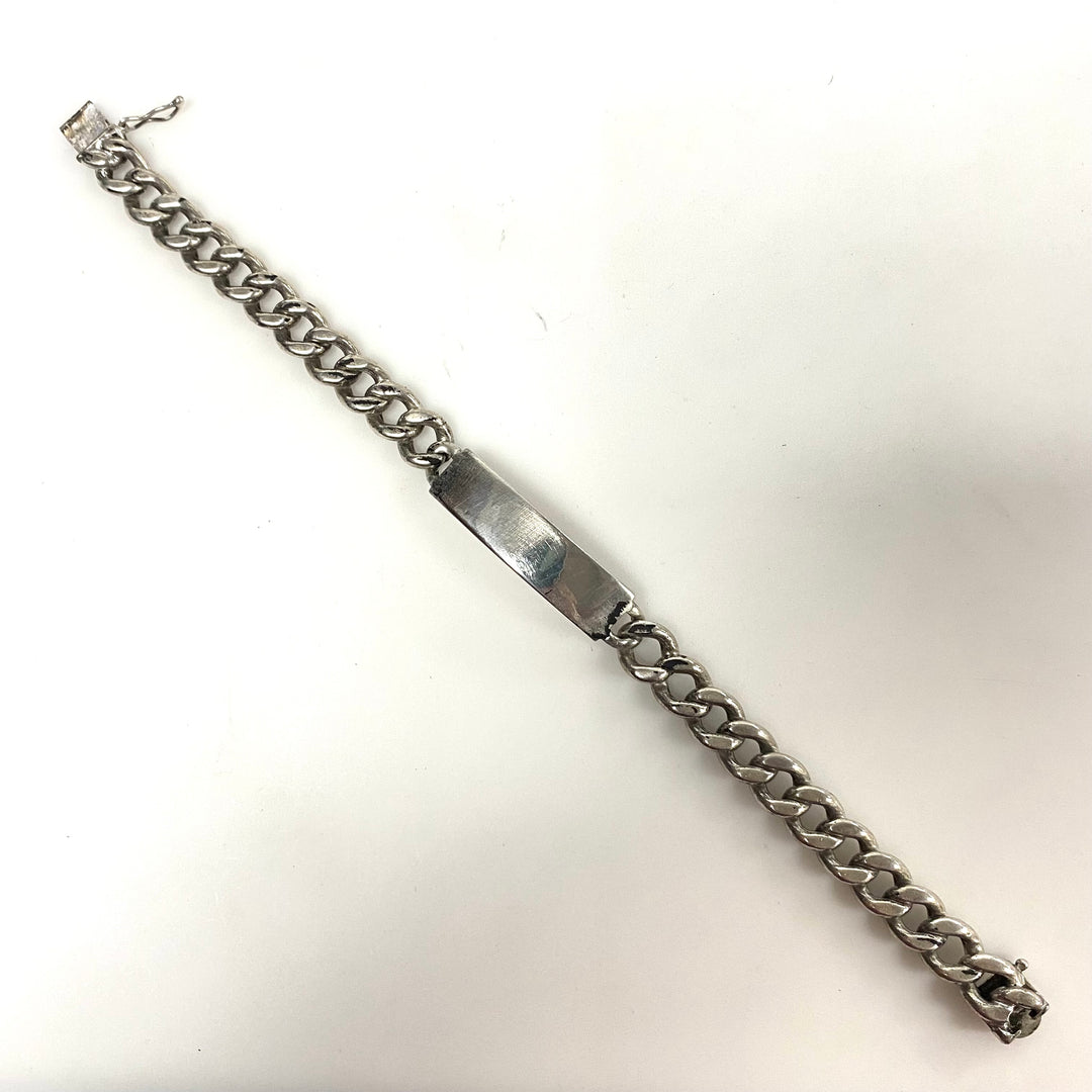 v788 Vintage Elco Sterling Silver Cuban/curb Link identification (ID) Bracelet