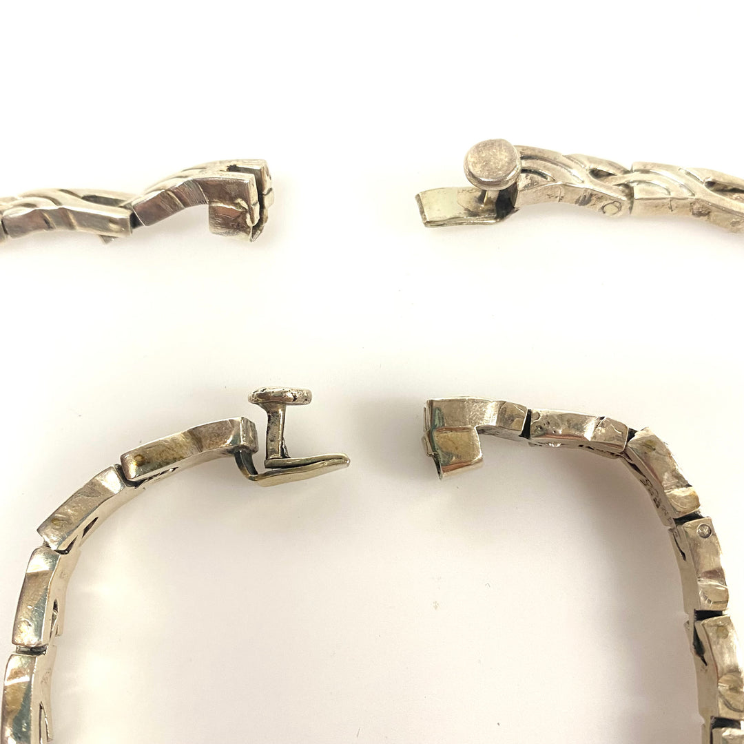 m789 Vintage Mexican Sterling Silver Byzantine Link Necklace and Bracelet Set