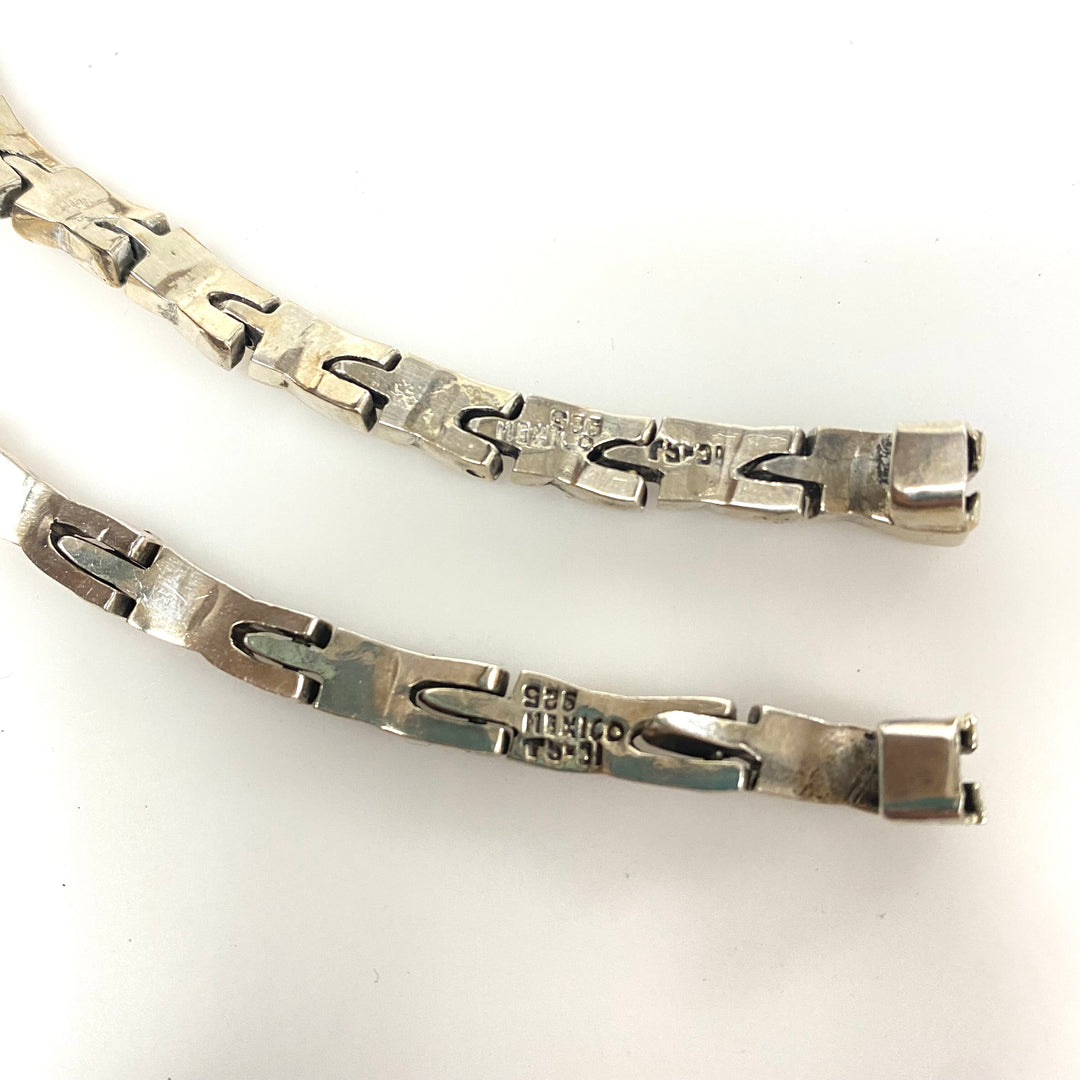 m789 Vintage Mexican Sterling Silver Byzantine Link Necklace and Bracelet Set