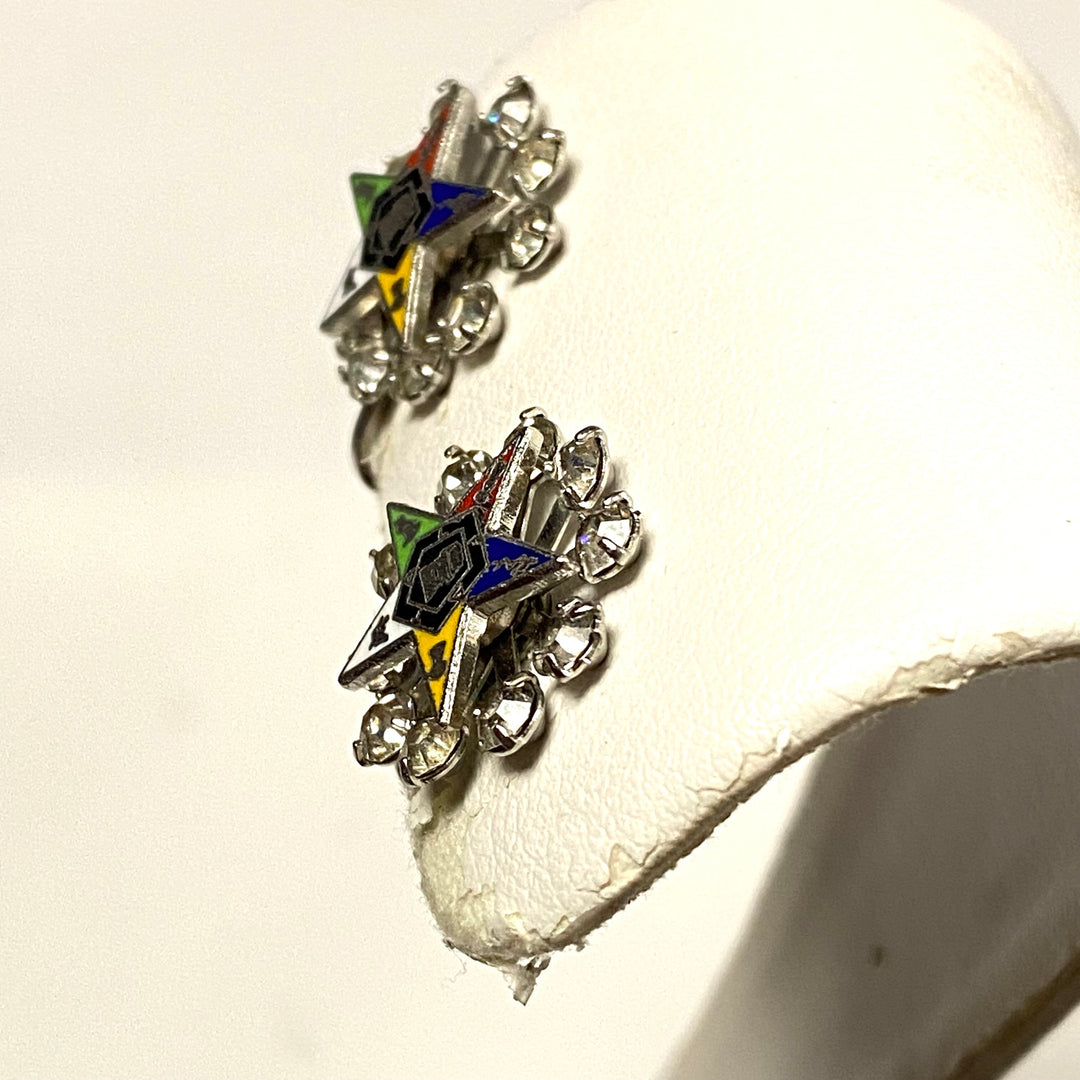 m791 Vintage Order of the Eastern Star (OES) Screw-back Earrings Masonic