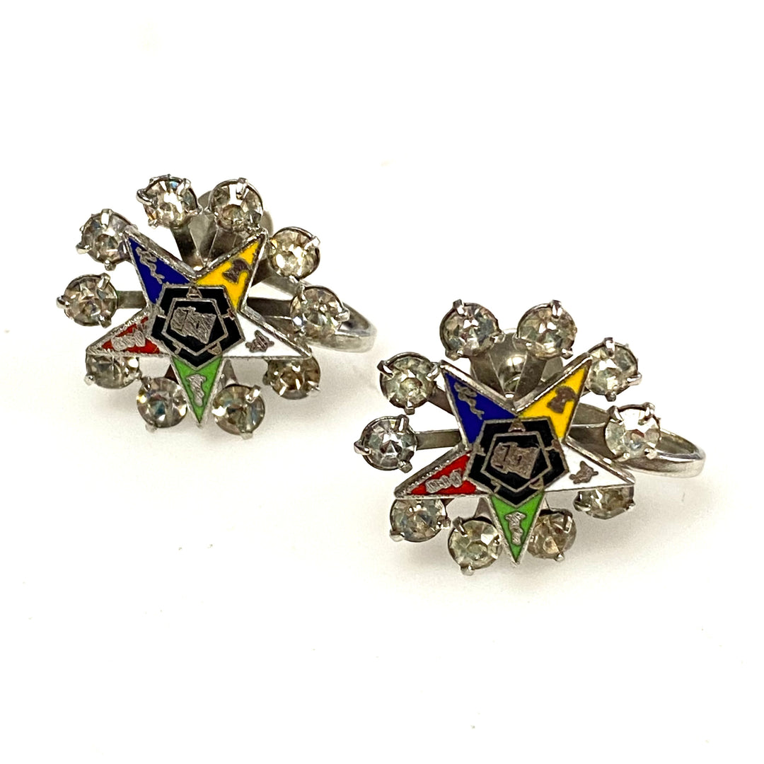 m791 Vintage Order of the Eastern Star (OES) Screw-back Earrings Masonic