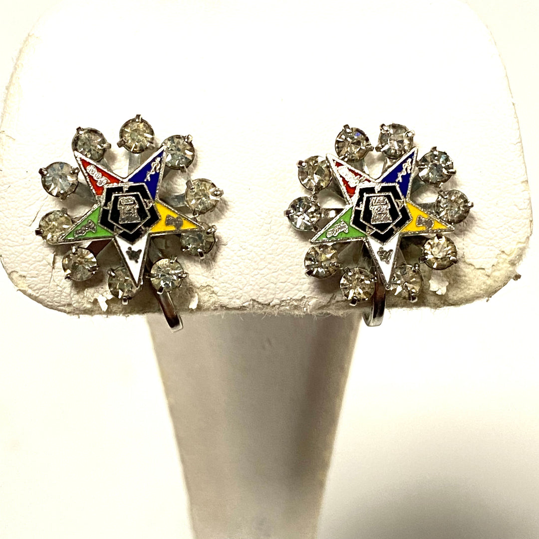 m791 Vintage Order of the Eastern Star (OES) Screw-back Earrings Masonic