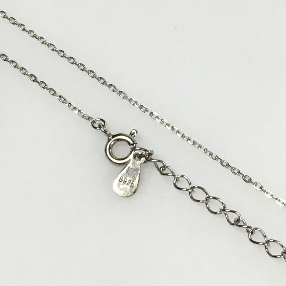 m798  Sterling Silver 17" Necklace & Peanuts Snoopy Pendant Crystal-paved Feet