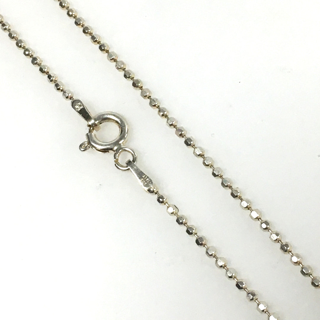 m799  Vintage Sterling Silver 22" Ball Chain with Circle Loop Pendant Necklace