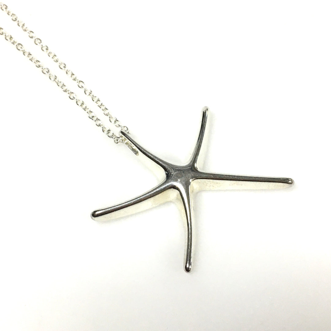 m800 Vintage Sterling Silver 18" Cable Chain Necklace Polished Starfish Pendant