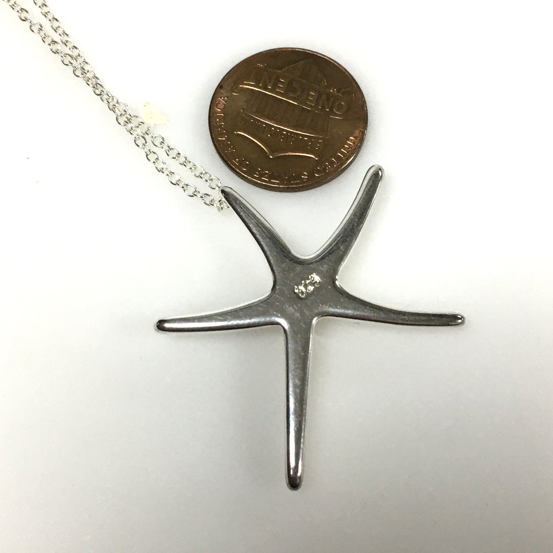 m800 Vintage Sterling Silver 18" Cable Chain Necklace Polished Starfish Pendant