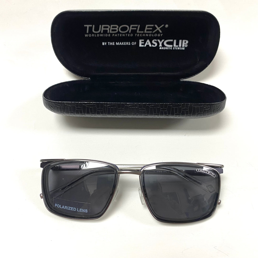 m803 EasyClip EC 606 Gray Black Prescription Eyeglasses TurboFlex 360° Hinge Technology