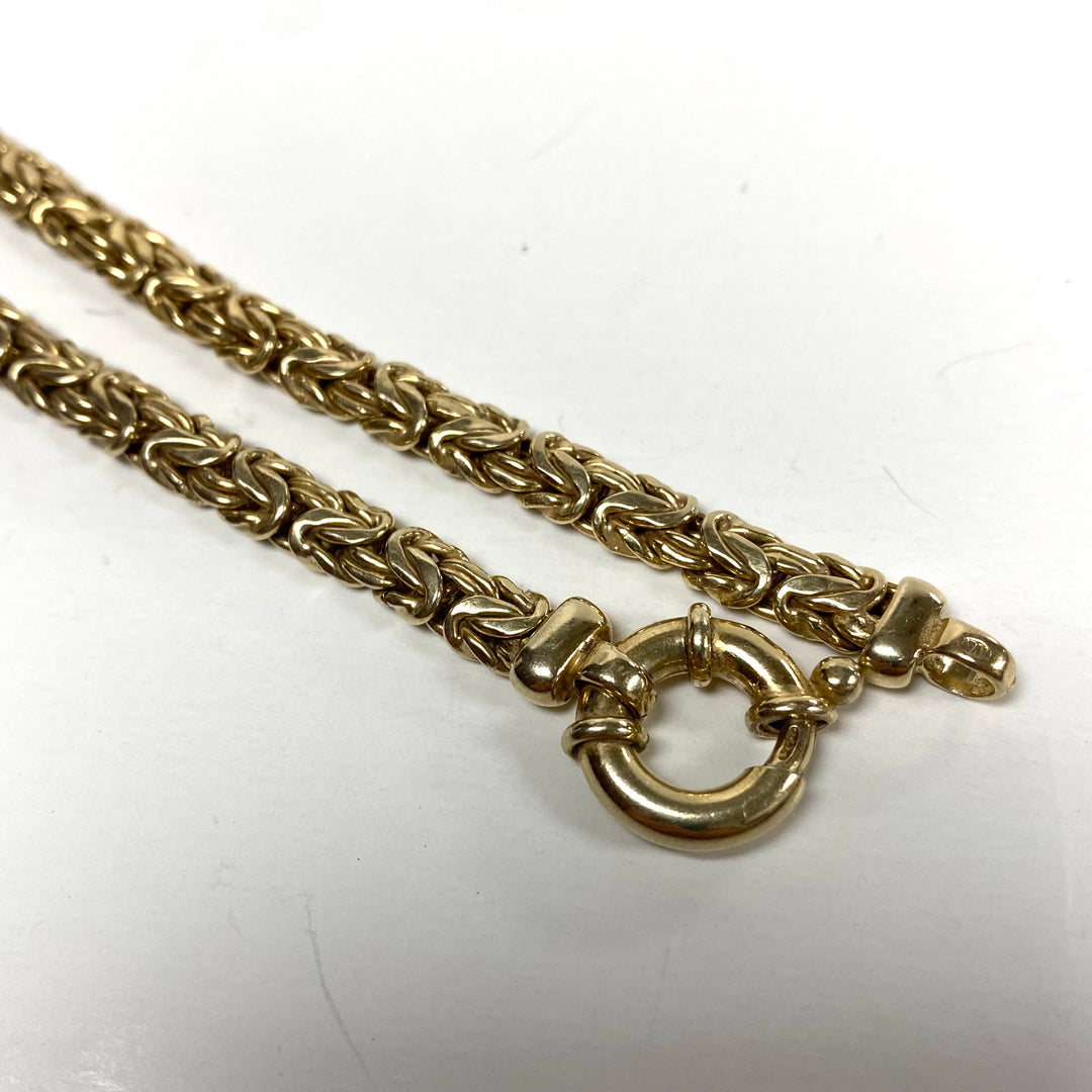 m808 Vintage Sterling Silver 925 Vermeil Byzantine 7mm Chain Necklace 17" Long