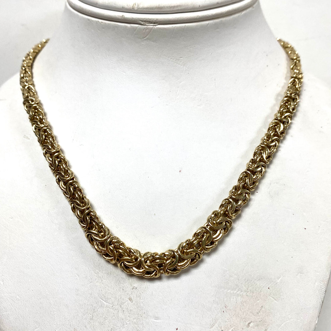 m808 Vintage Sterling Silver 925 Vermeil Byzantine 7mm Chain Necklace 17" Long