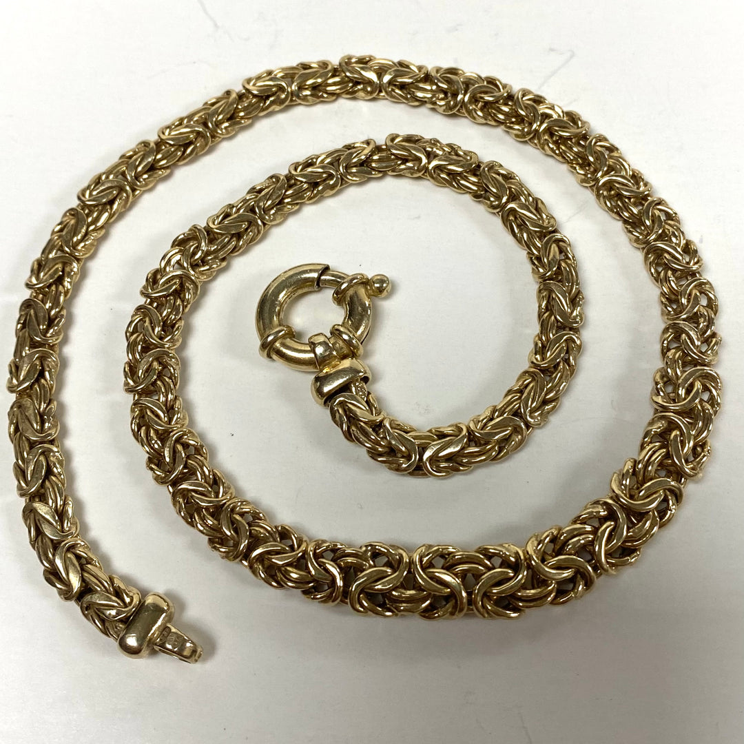 m808 Vintage Sterling Silver 925 Vermeil Byzantine 7mm Chain Necklace 17" Long
