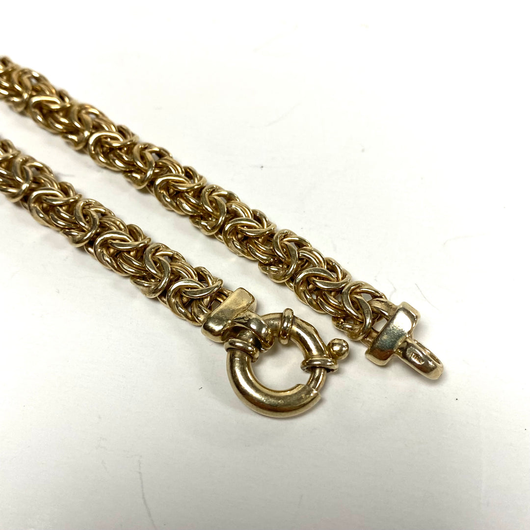 m809 Vintage Sterling Silver 925 Vermeil Byzantine 8mm Chain Necklace 17" Long