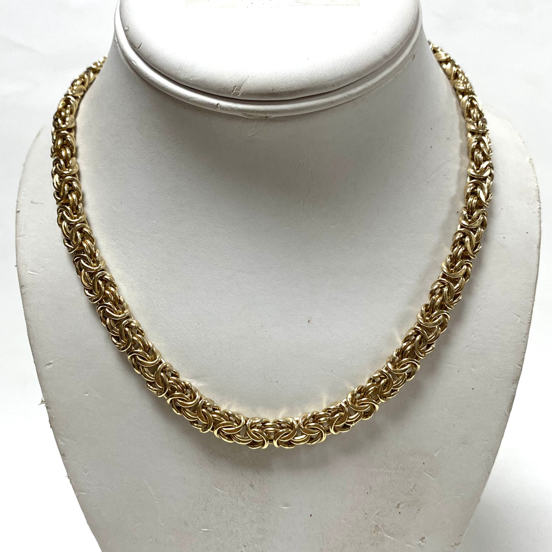 m809 Vintage Sterling Silver 925 Vermeil Byzantine 8mm Chain Necklace 17" Long