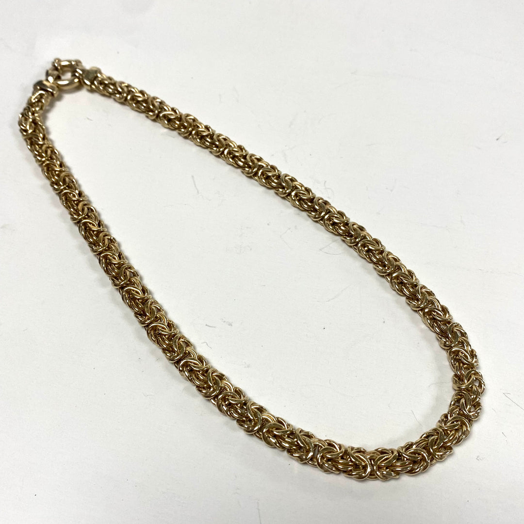 m809 Vintage Sterling Silver 925 Vermeil Byzantine 8mm Chain Necklace 17" Long