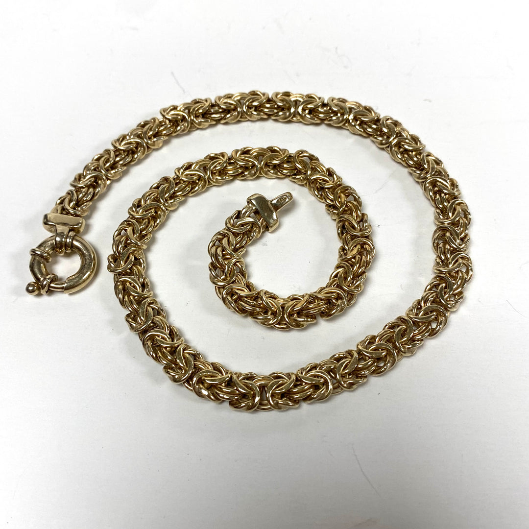 m809 Vintage Sterling Silver 925 Vermeil Byzantine 8mm Chain Necklace 17" Long