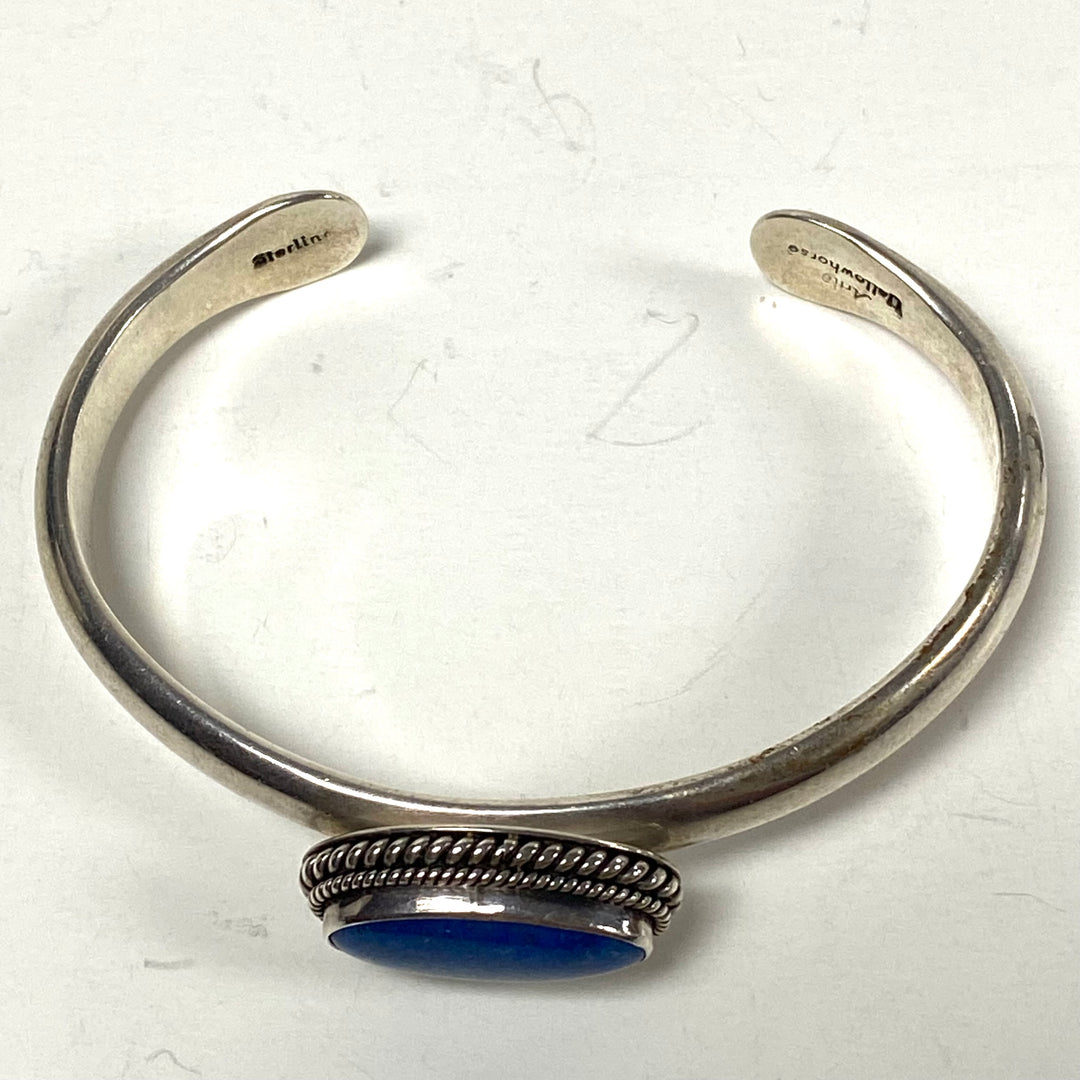 m811 Authentic Artie Yellowhorse Navajo Sterling Silver Gemstone Cuff Bracelet