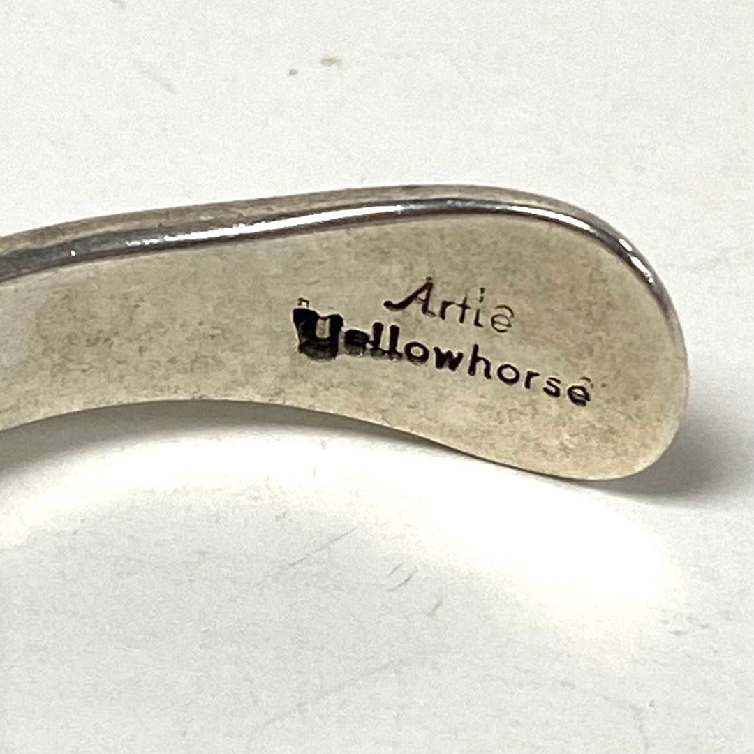 m811 Authentic Artie Yellowhorse Navajo Sterling Silver Gemstone Cuff Bracelet
