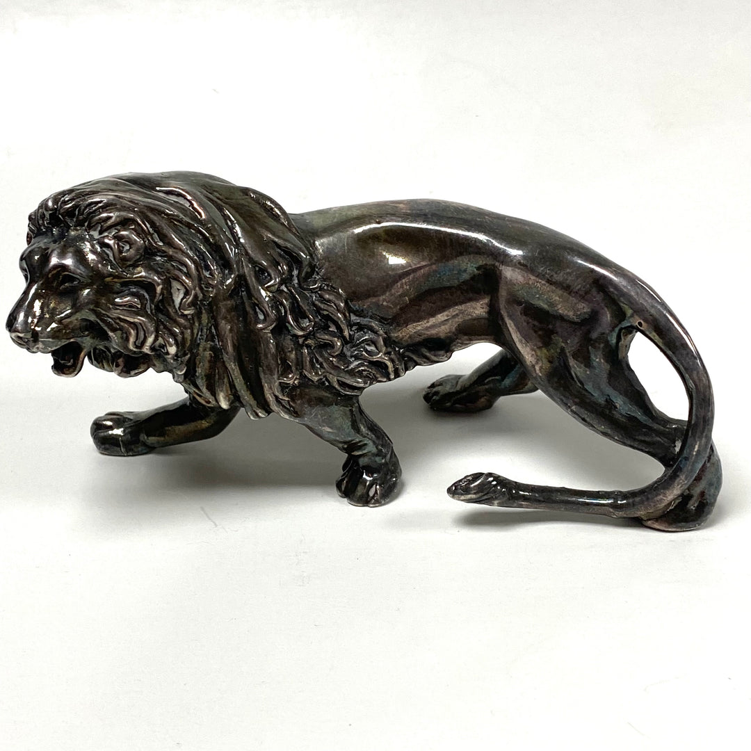 m814 Vintage Sterling Silver Walking Lion Miniature Figurine Collectible