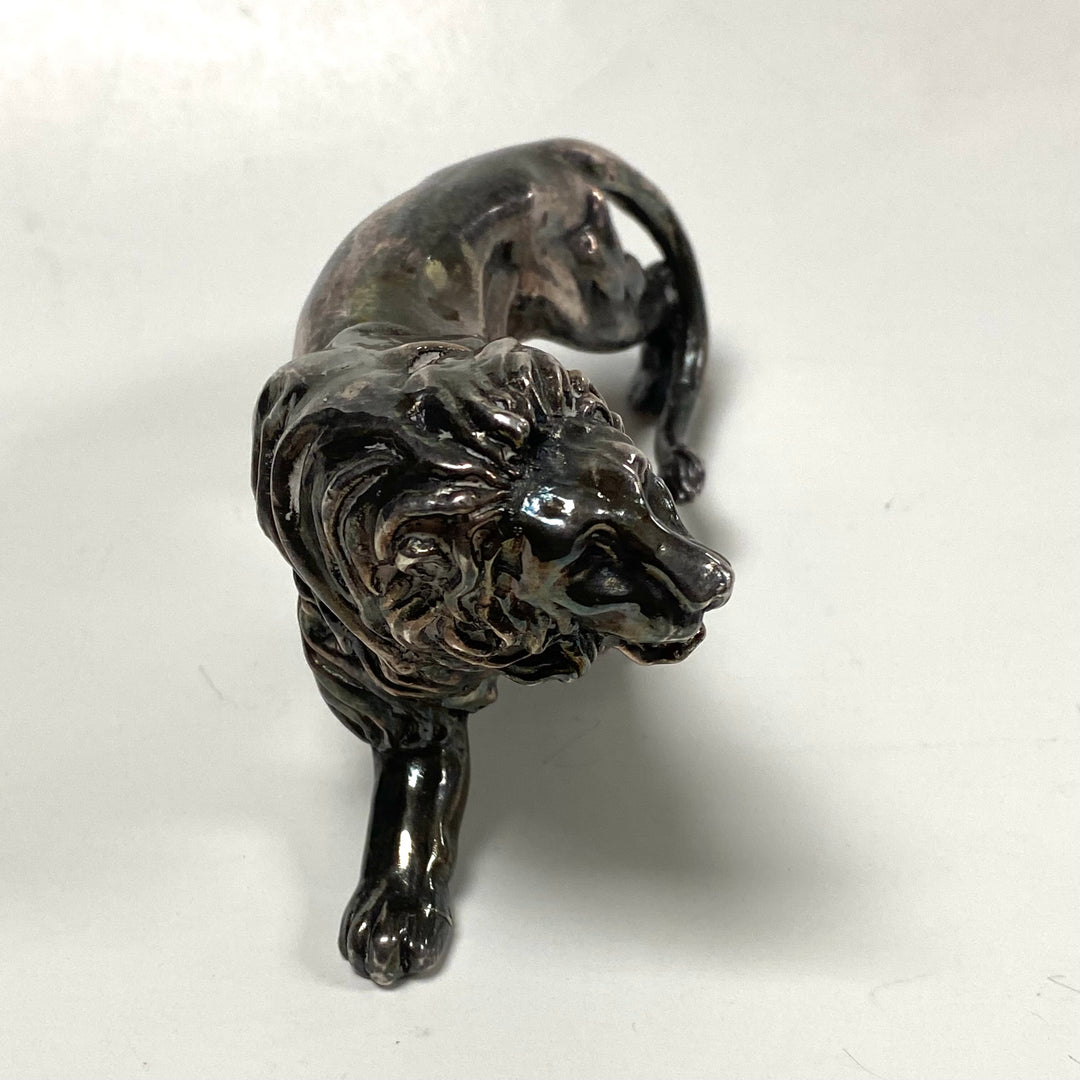 m814 Vintage Sterling Silver Walking Lion Miniature Figurine Collectible