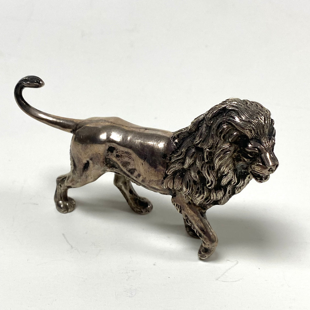 m815 Vintage Sterling Silver 925 Walking Lion Miniature Figurine Collectible