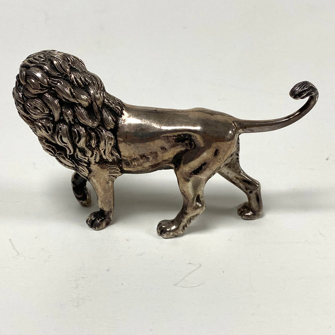 m815 Vintage Sterling Silver 925 Walking Lion Miniature Figurine Collectible
