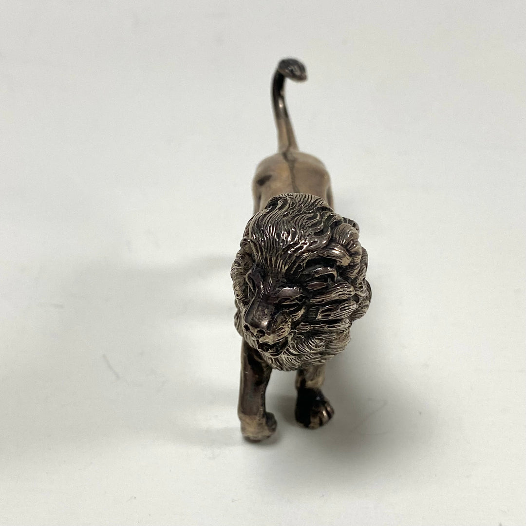 m815 Vintage Sterling Silver 925 Walking Lion Miniature Figurine Collectible