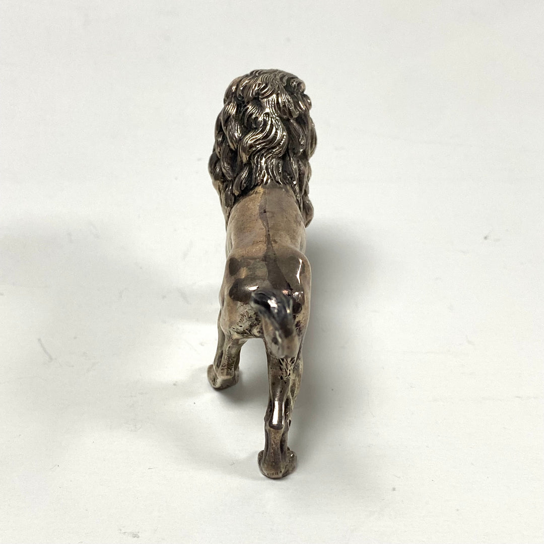 m815 Vintage Sterling Silver 925 Walking Lion Miniature Figurine Collectible