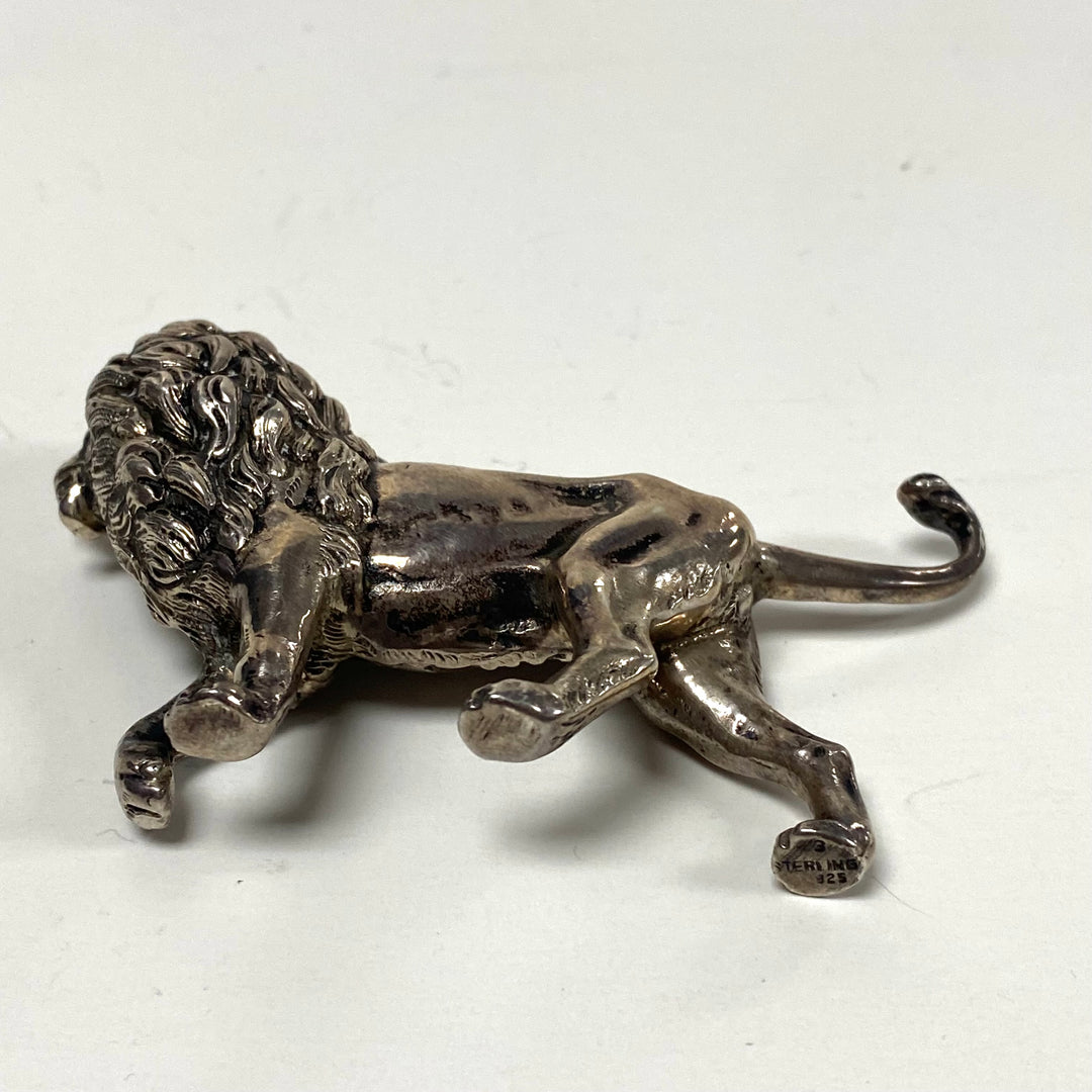 m815 Vintage Sterling Silver 925 Walking Lion Miniature Figurine Collectible