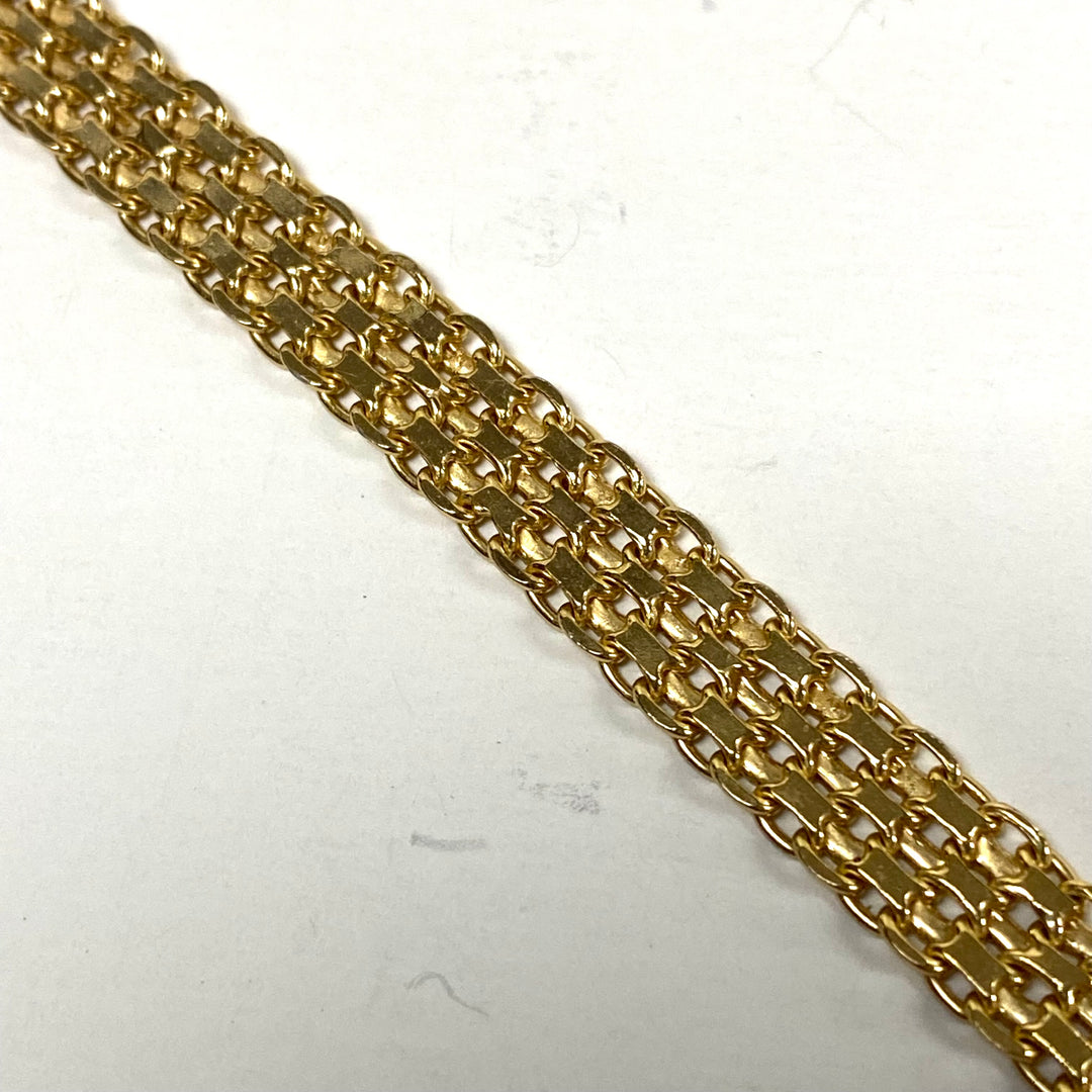 m818 Vintage Sterling Silver Vermeil Milor Italy Bismark Link Chain Bracelet 8"