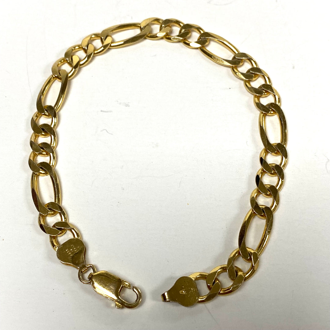 m819 Vintage Sterling Silver Milor Italy Classic Figaro Chain Link Bracelet 8.25"