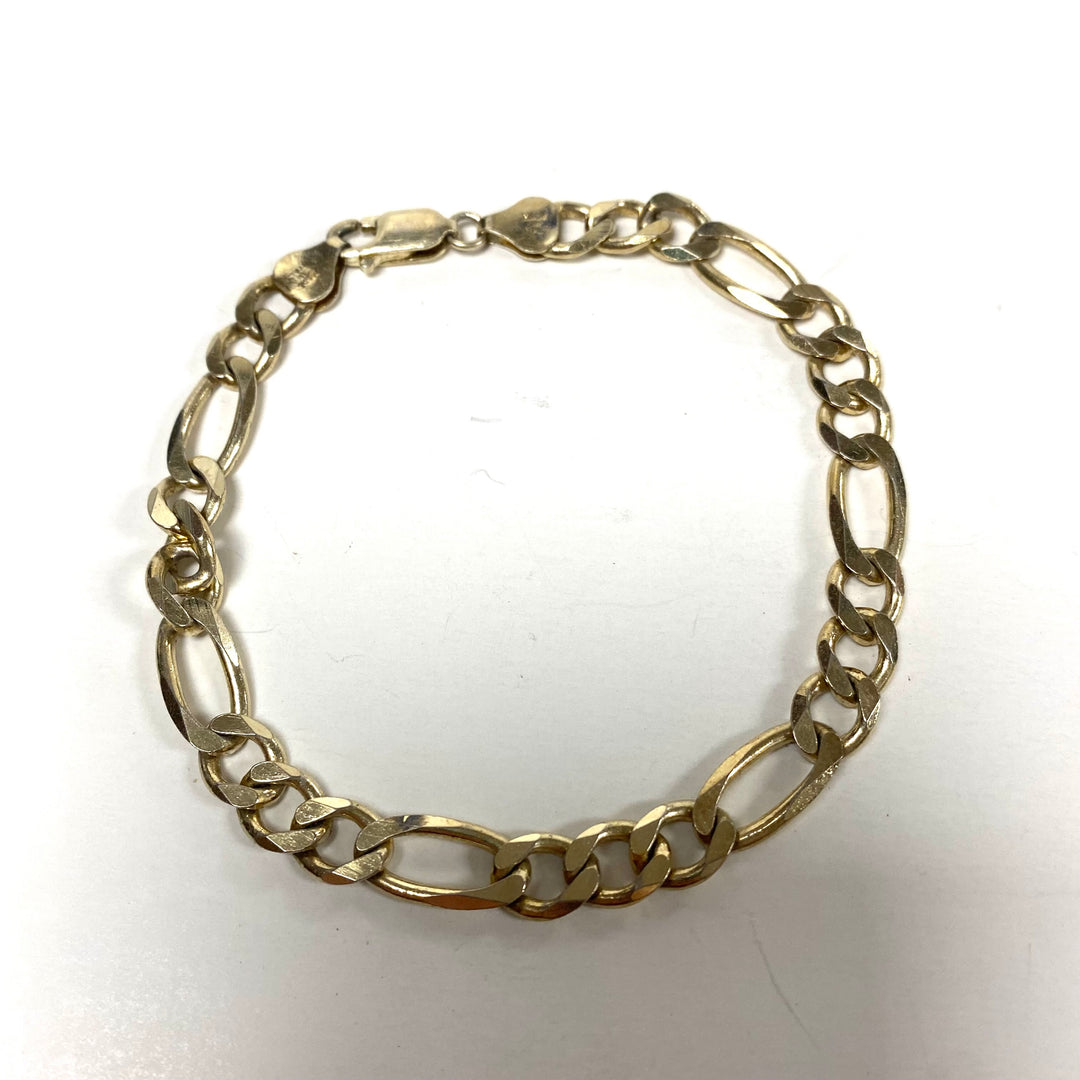 m820 Vintage Sterling Silver Milor Italy Classic Figaro Chain Link Bracelet 8.25"