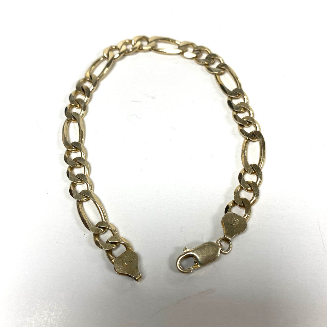 m820 Vintage Sterling Silver Milor Italy Classic Figaro Chain Link Bracelet 8.25"