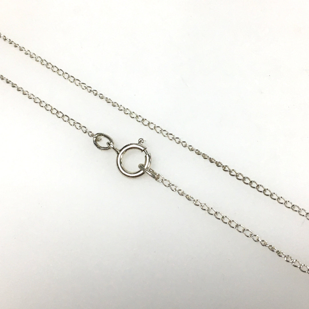 m824 Vintage Sterling Silver Cross Pendant Pearl & CZ on 16" Chain Necklace