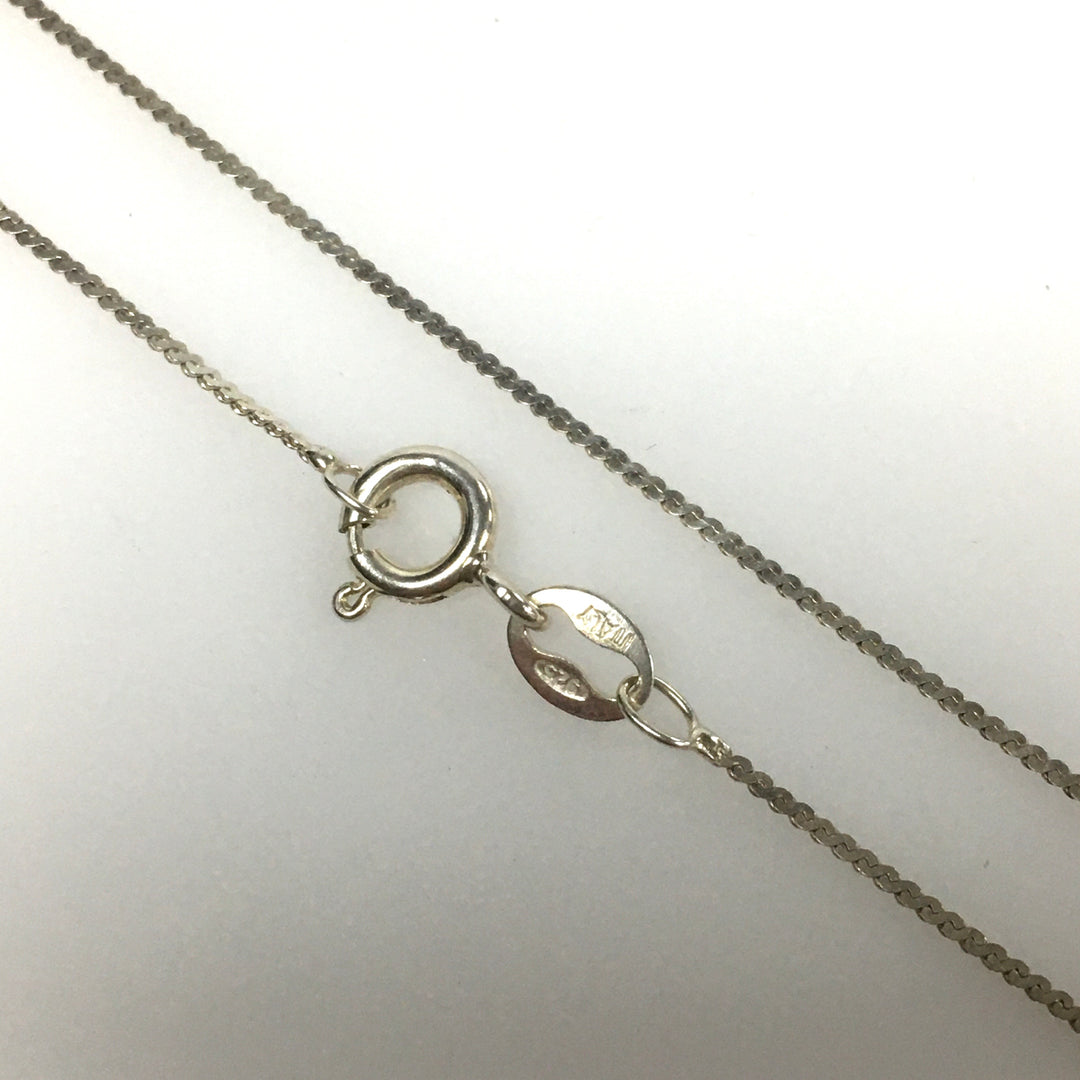 m826 Vintage Sterling Silver Black Onyx Pendant 24" Twisted Link Chain Necklace