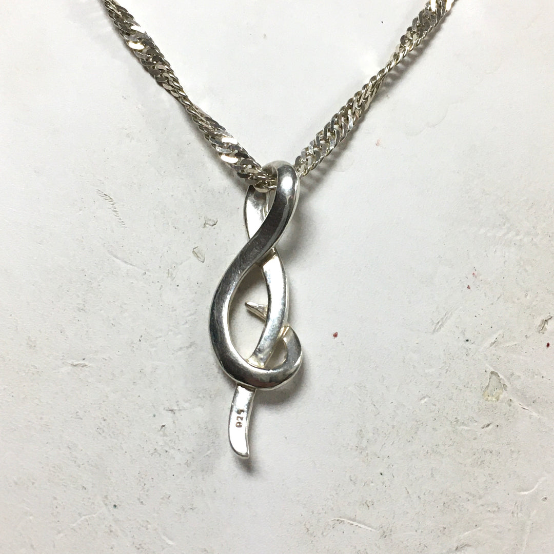 m827 Vintage Sterling Silver Infinity Loop Pendant 24" Twisted Chain Necklace