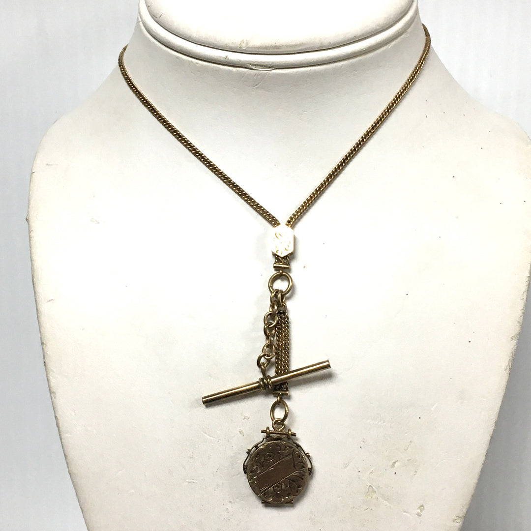 m830 Antique Victorian (Albert or slide vest) Pocket Watch Chain 10k Yellow Gold