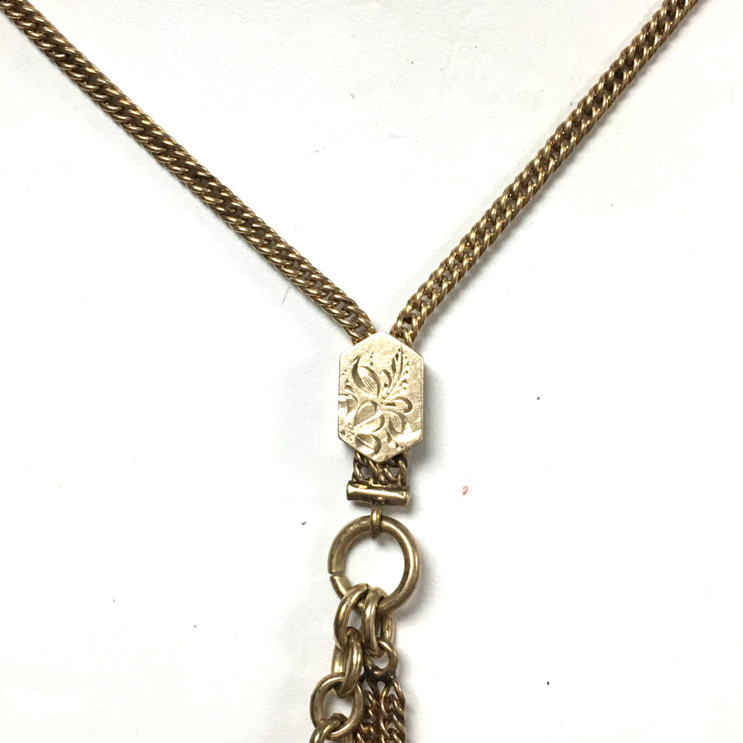 m830 Antique Victorian (Albert or slide vest) Pocket Watch Chain 10k Yellow Gold