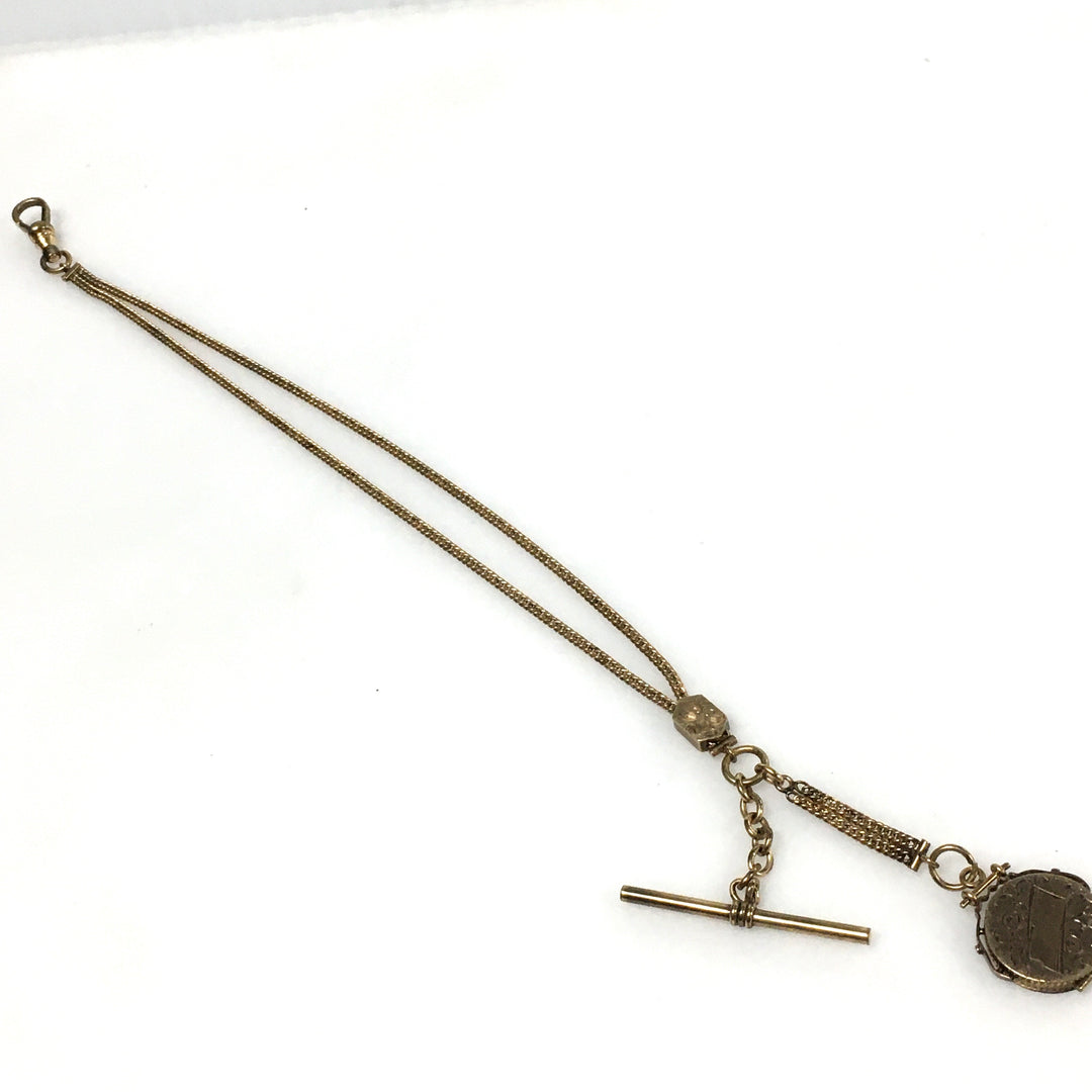 m830 Antique Victorian (Albert or slide vest) Pocket Watch Chain 10k Yellow Gold
