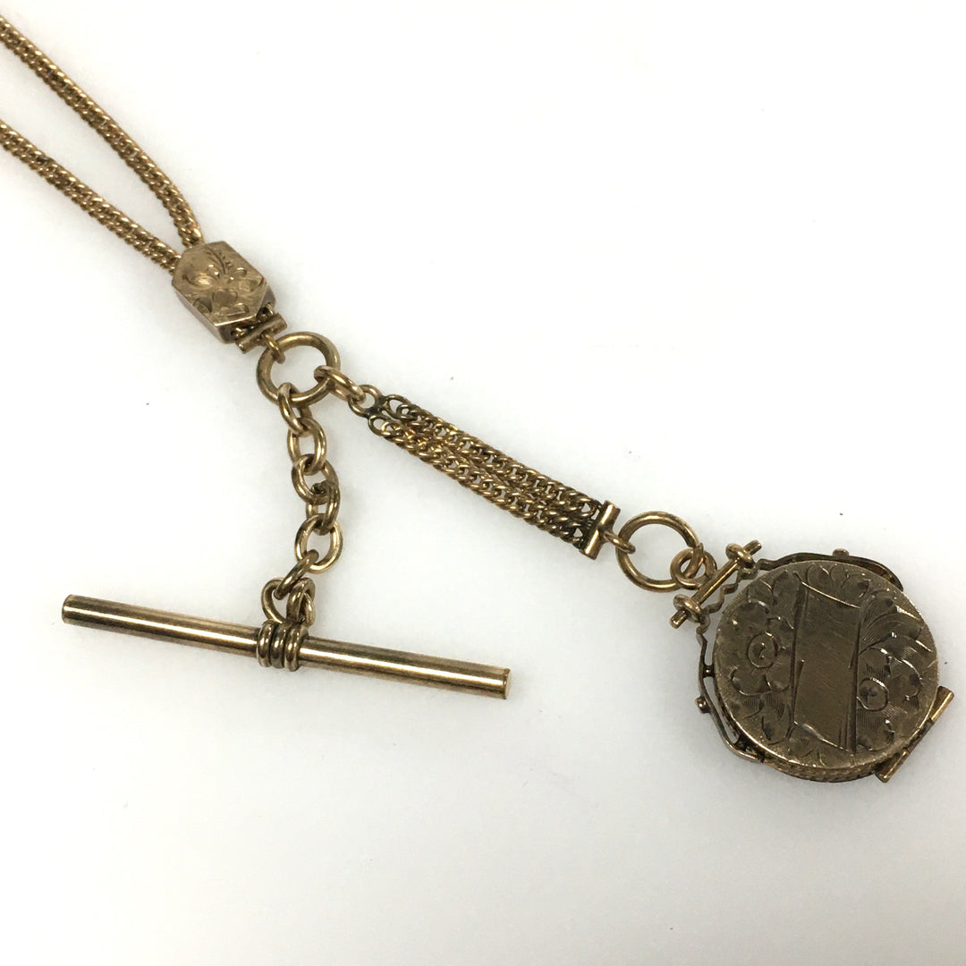 m830 Antique Victorian (Albert or slide vest) Pocket Watch Chain 10k Yellow Gold
