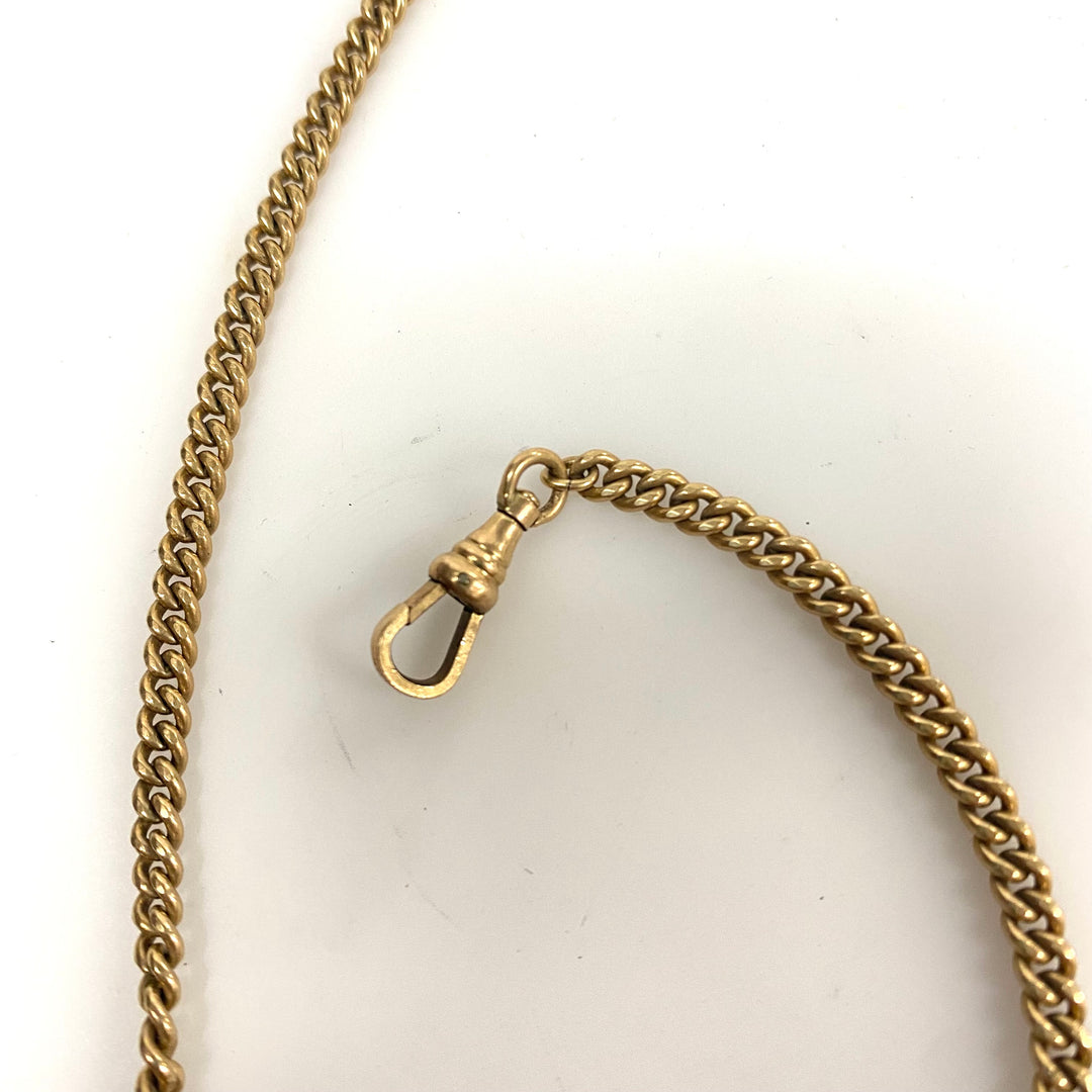 m831 Antique Victorian 13" Pocket Watch Chain 10k Yellow Gold & 12k GF Locks