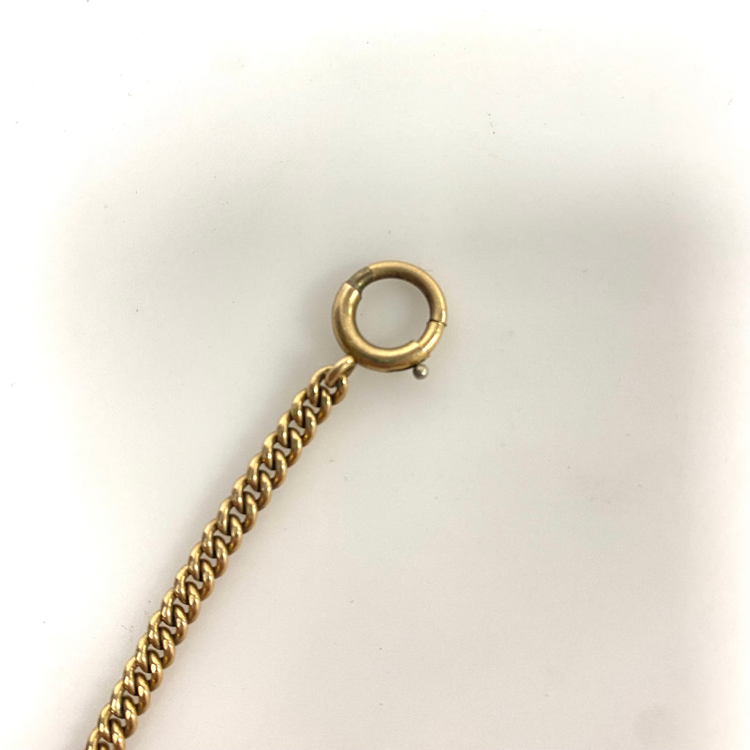m831 Antique Victorian 13" Pocket Watch Chain 10k Yellow Gold & 12k GF Locks