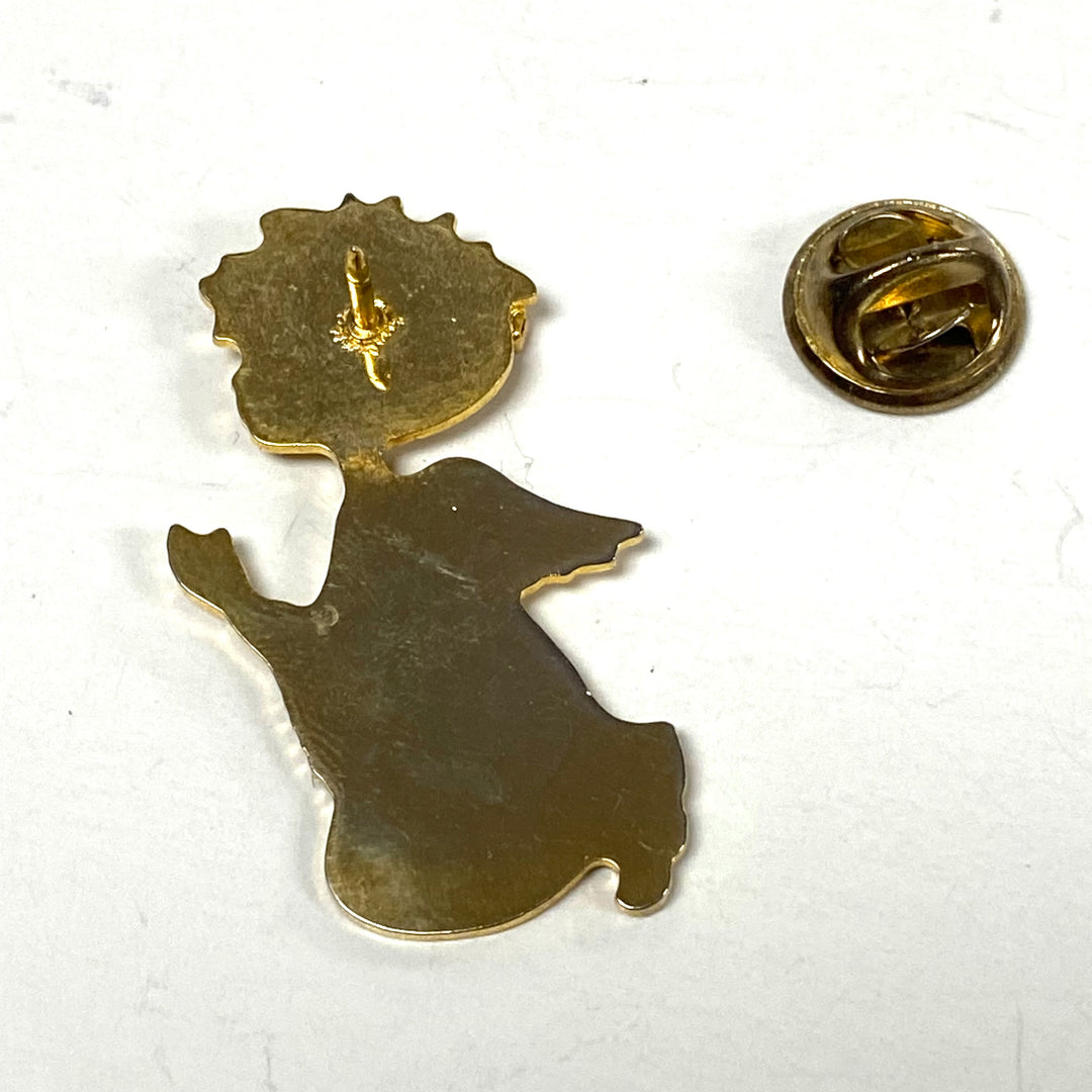 m834 Vintage Gold Tone Praying Angel Adorned with Pink Stones Halo Pin Brooch
