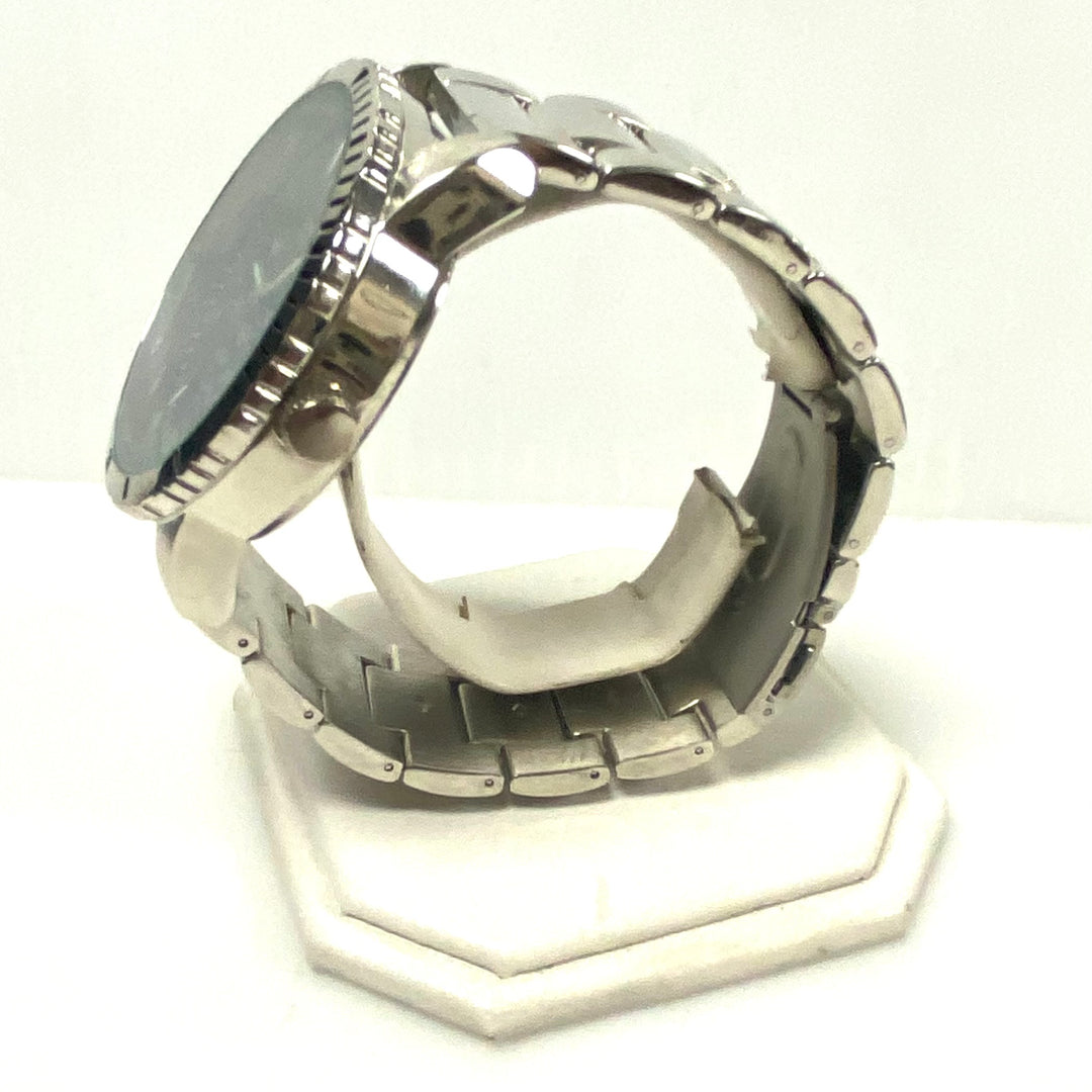 m842 Folio Men's Stainless Steel Quartz Fashion Watch Metallic Blue Sunray Dial