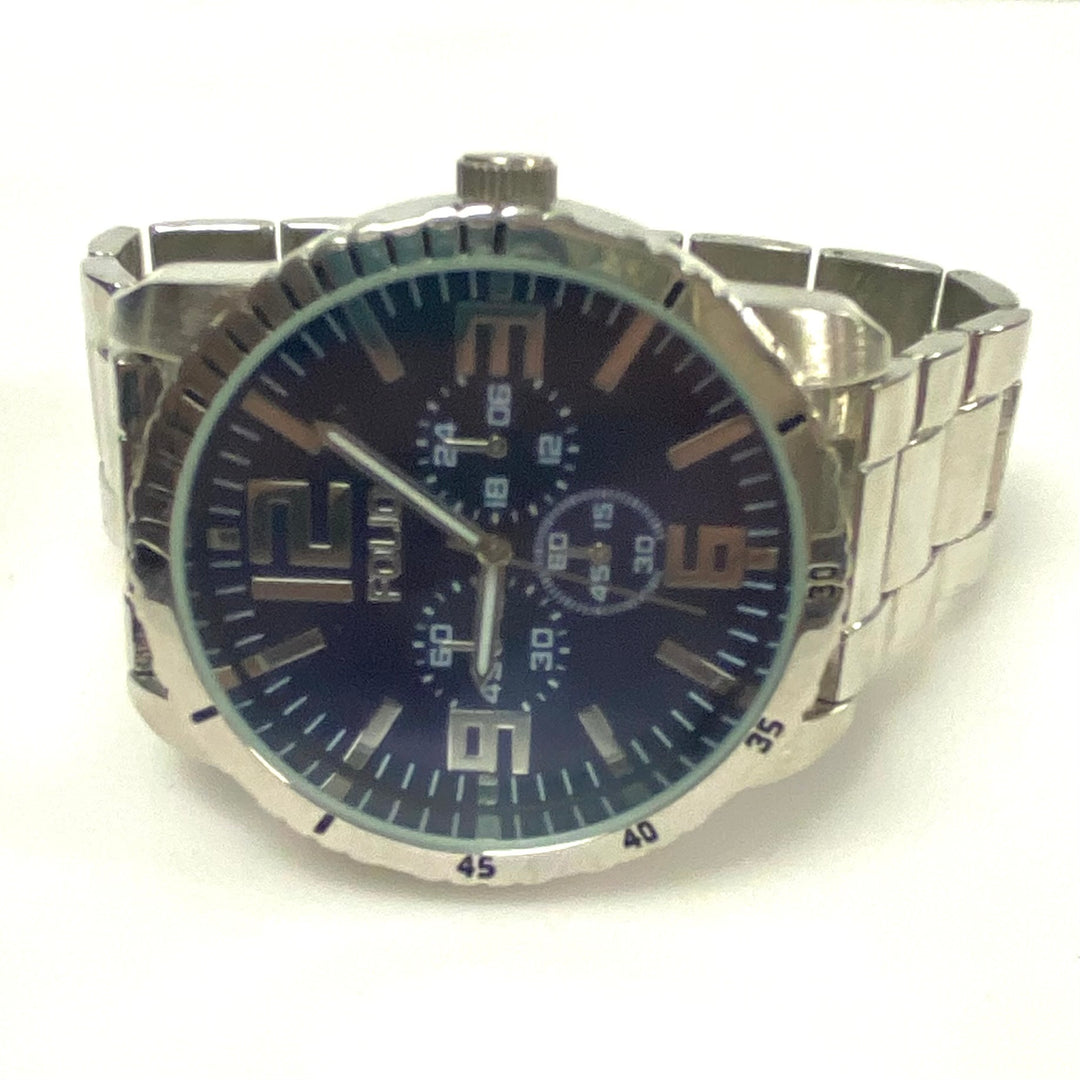 m842 Folio Men's Stainless Steel Quartz Fashion Watch Metallic Blue Sunray Dial
